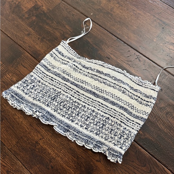 Hallela Tops - Hallela Blue and Ivory Tube Top Size M